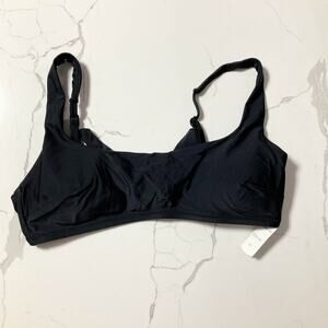 Aerie Black Tie Back Scoop Bikini Top Size Large NWT